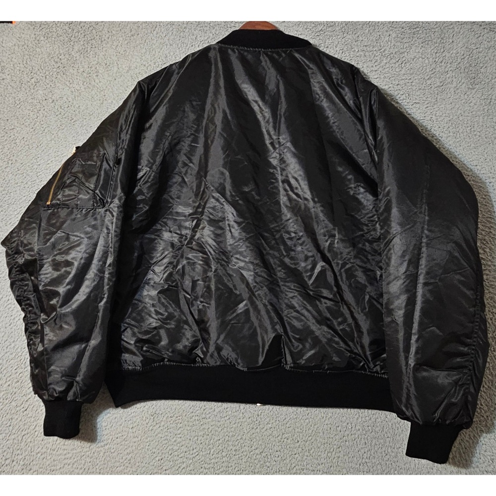 Rothco‎ MA-1 Satin Flight Pilot Aviator Bomber Jacket Mens Black Orange 3XL NWT - Picture 2 of 11